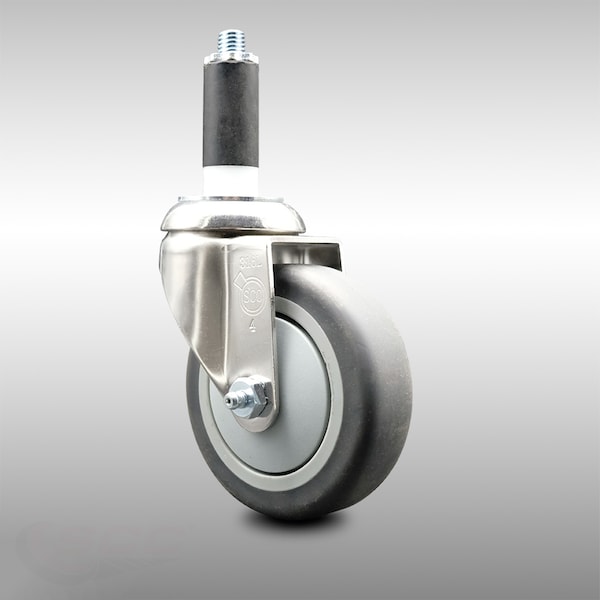 4 Inch 316SS Thermoplastic Rubber Wheel Swivel 1 Inch Expanding Stem Caster